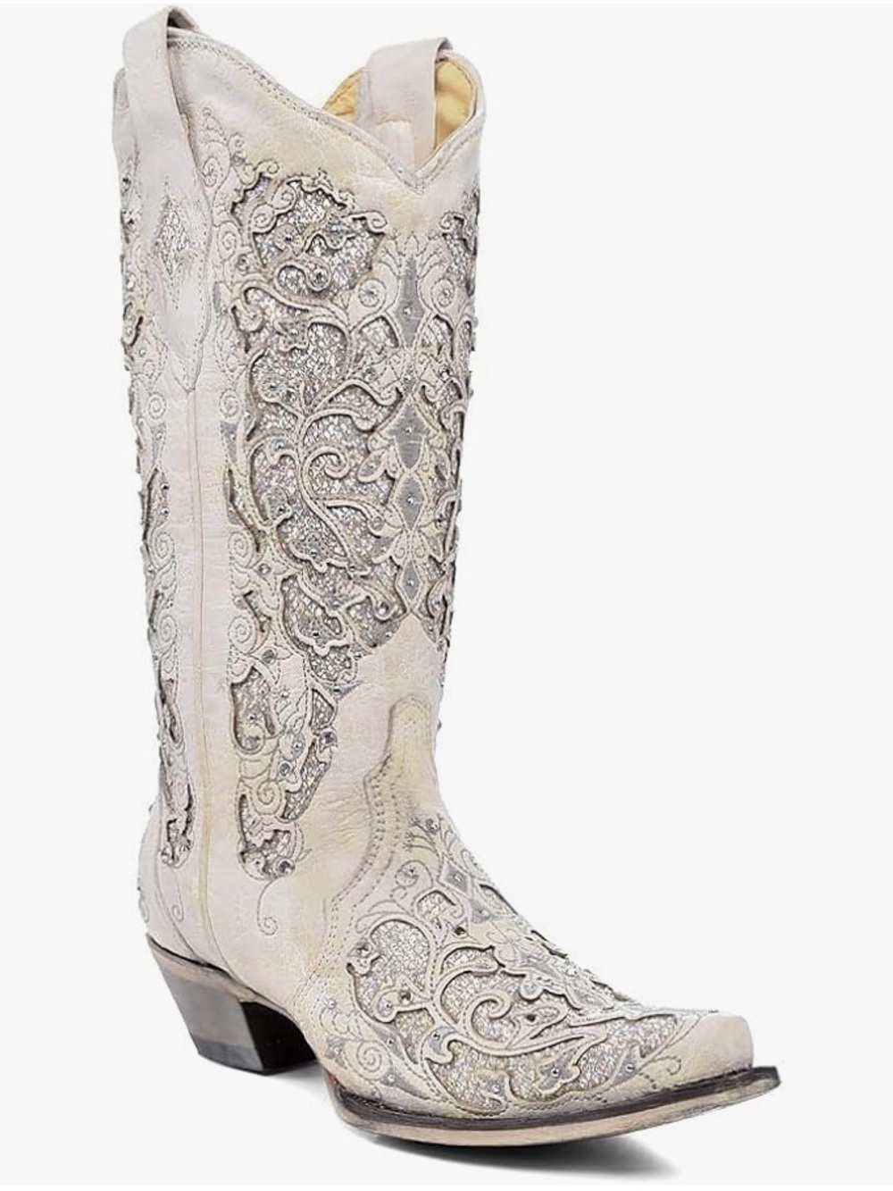 Corral Boots Women's 6.5 Western Snip Toe White Wedding Boots